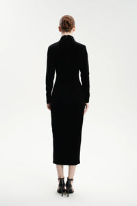 Velvet Elegance Dress With Zippers