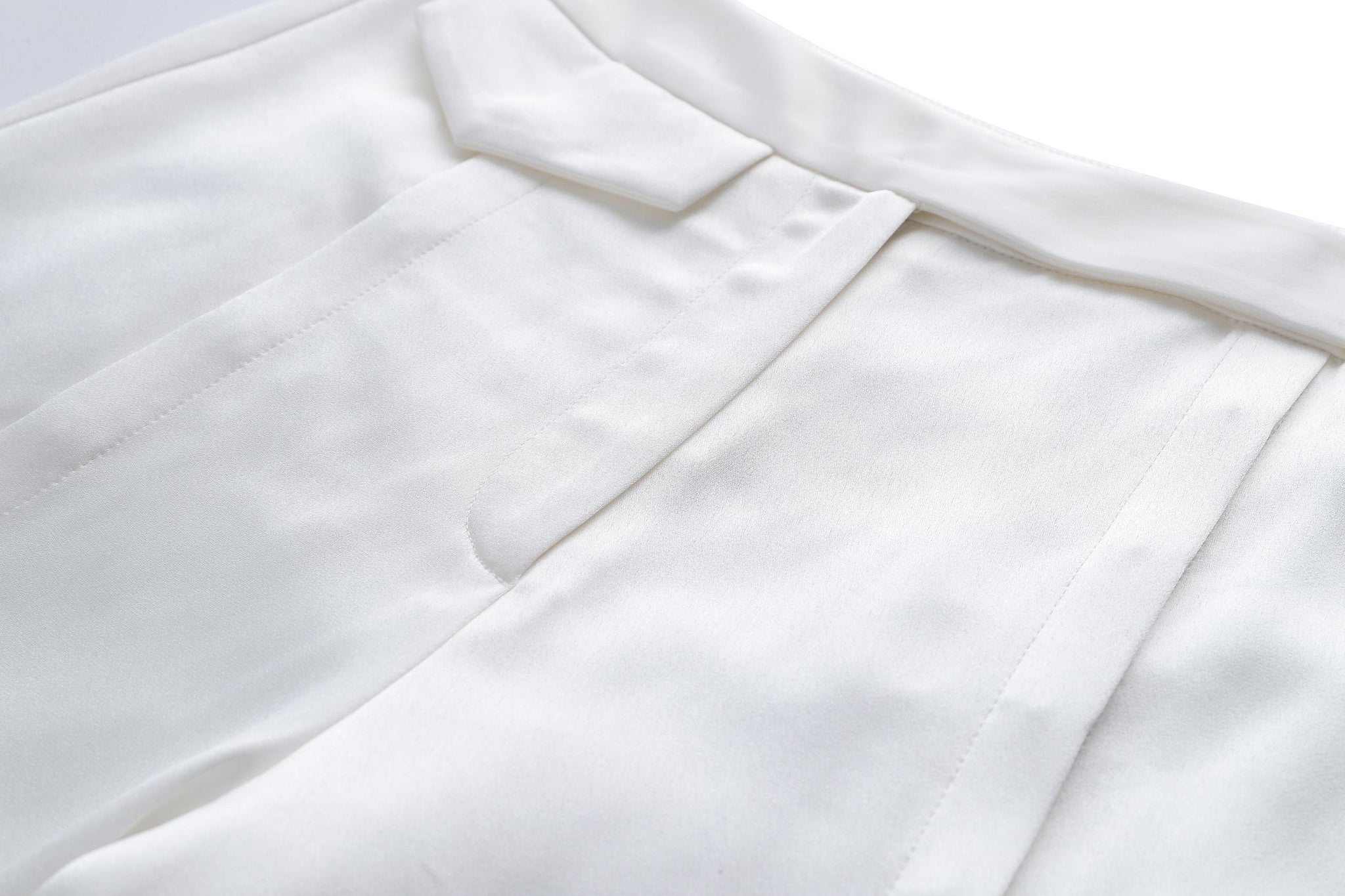 White Hand-Sewn Slit Trousers
