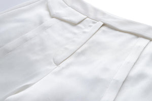 White Hand-Sewn Slit Trousers