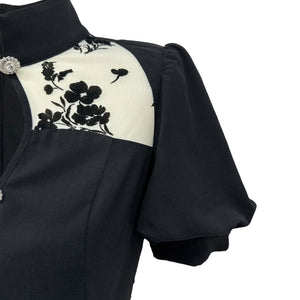 Retro Elegance Dress Black With Floral Details