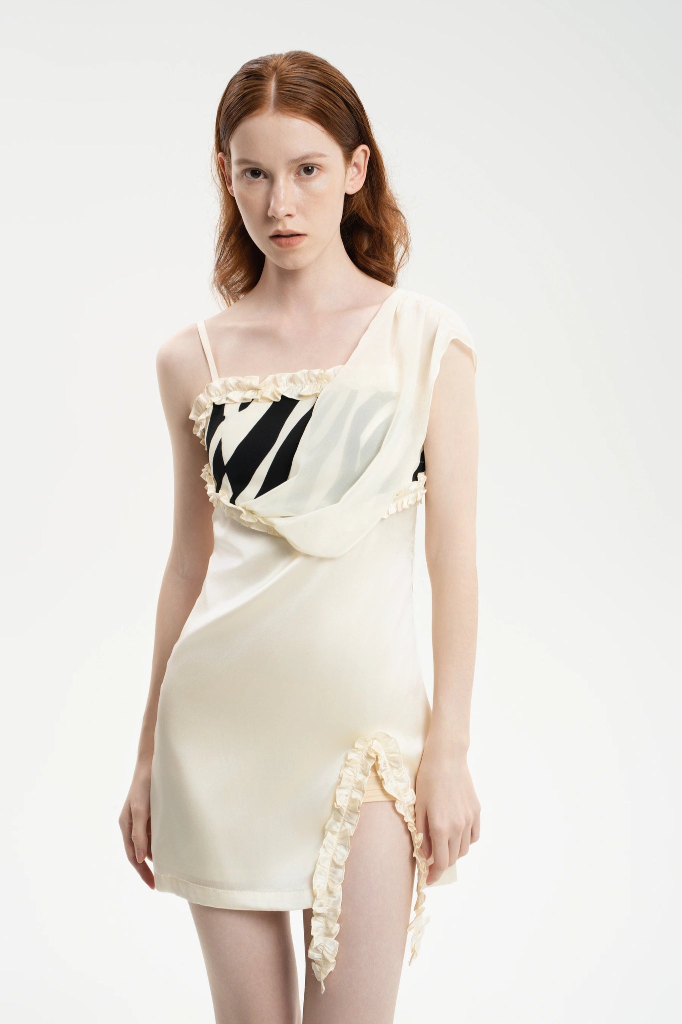 Silk Mini Dress – Animal Print In Off-White