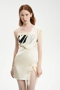 Silk Mini Dress – Animal Print In Off-White