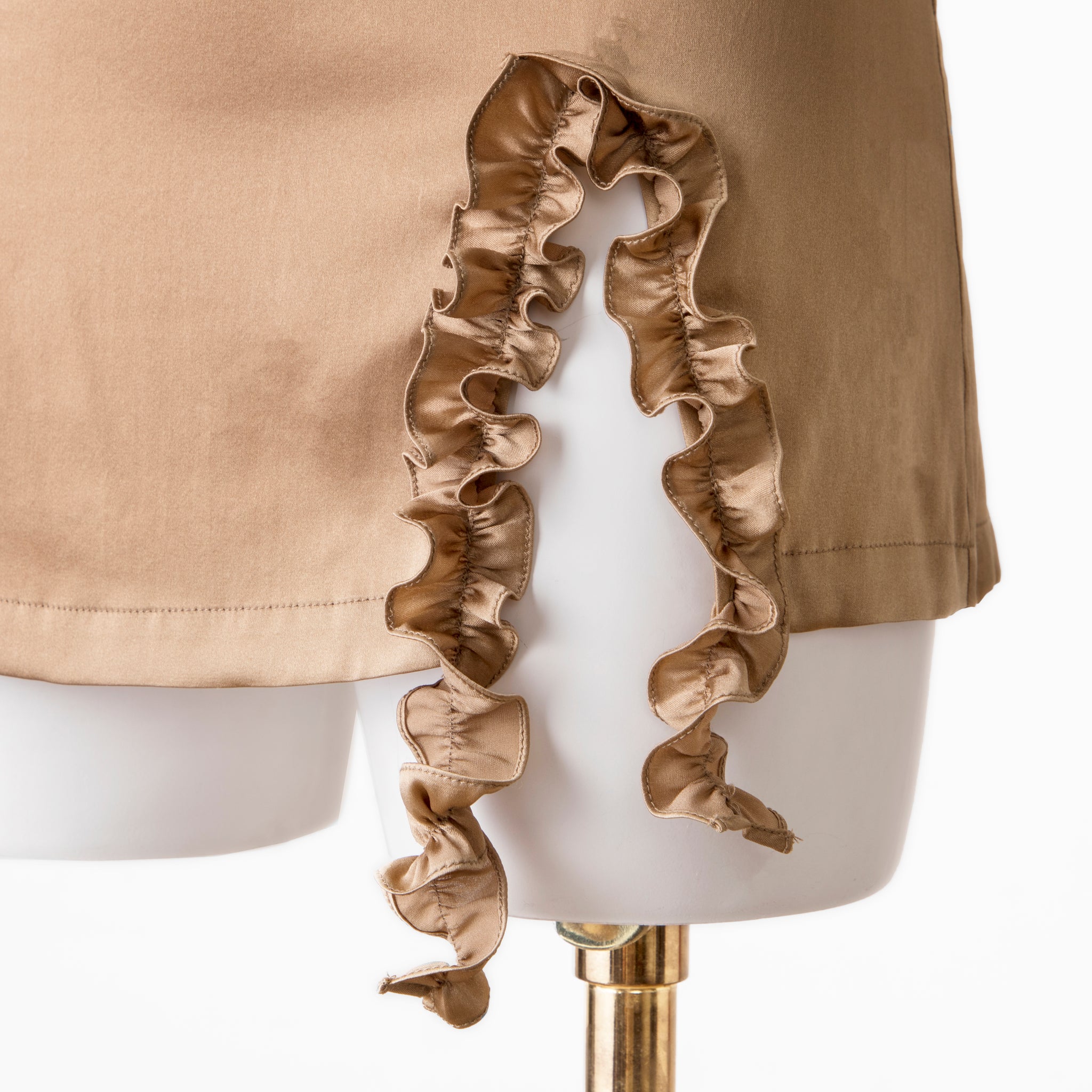 Gold Beige Leopard Print Silk Mini Dress