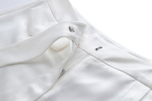 White Hand-Sewn Slit Trousers