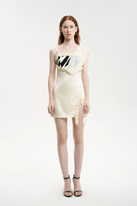 Silk Mini Dress – Animal Print In Off-White