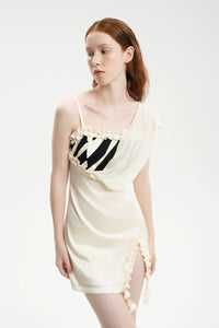Silk Mini Dress – Animal Print In Off-White