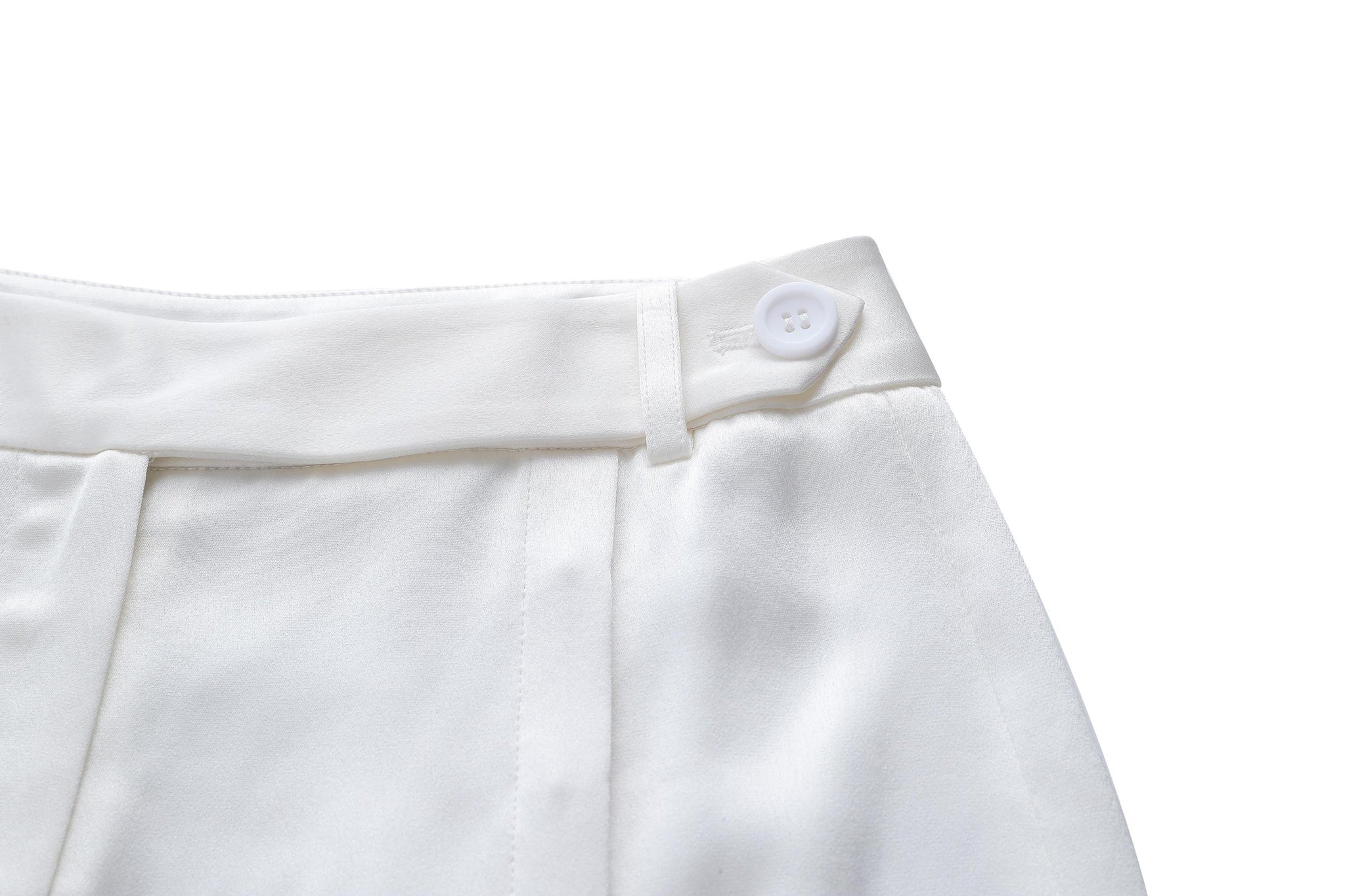 White Hand-Sewn Slit Trousers