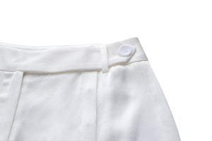 White Hand-Sewn Slit Trousers