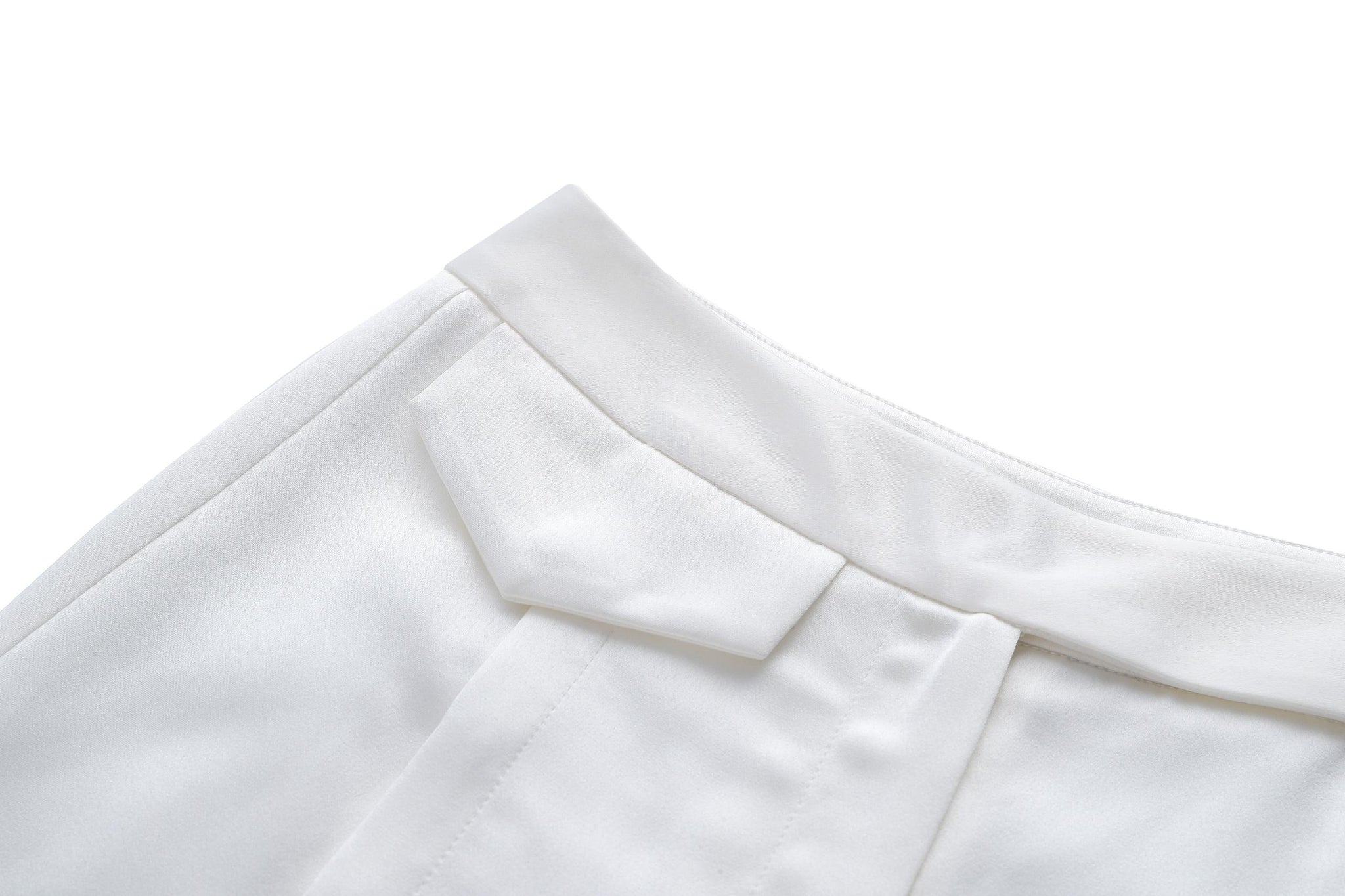 White Hand-Sewn Slit Trousers