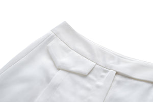White Hand-Sewn Slit Trousers