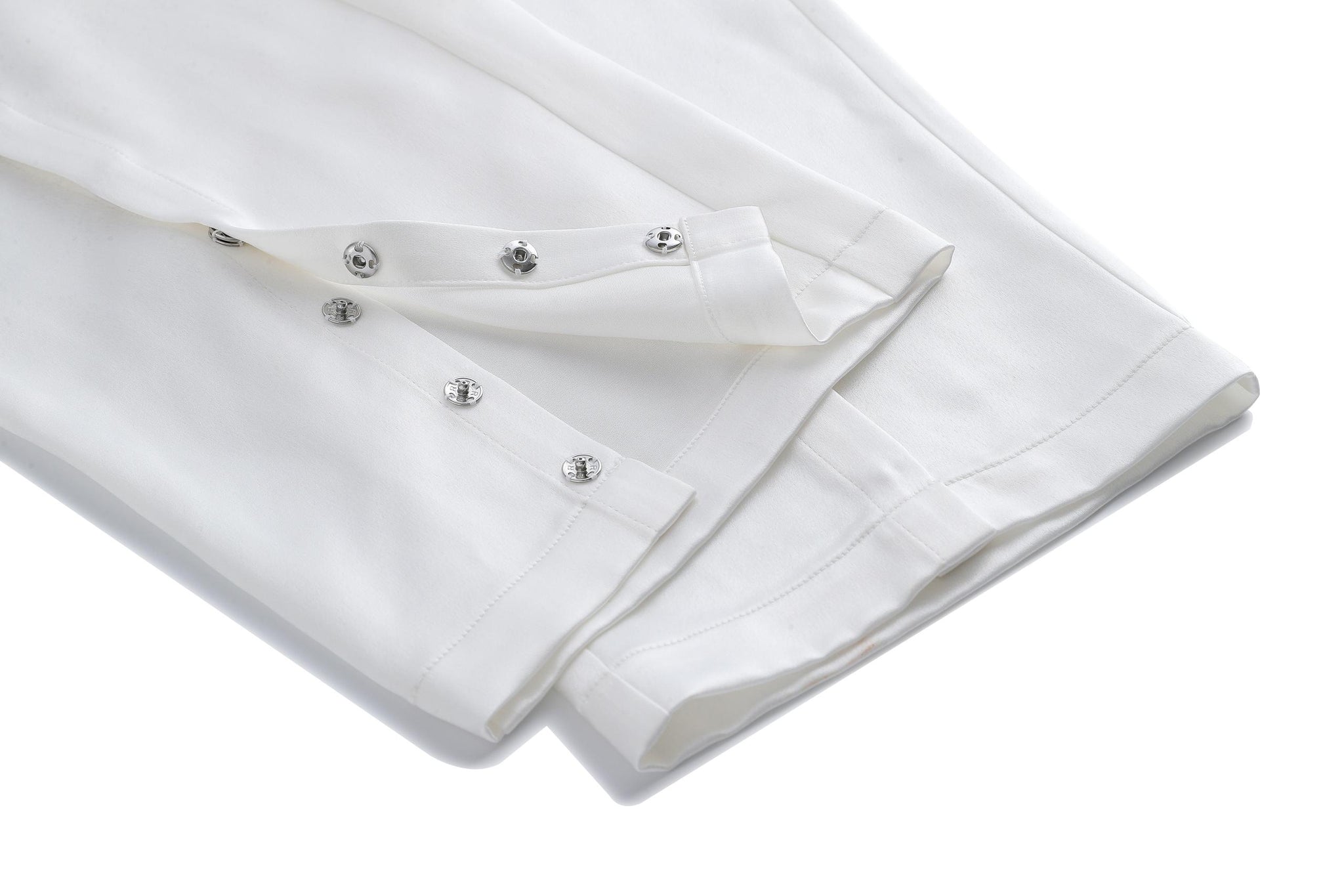 White Hand-Sewn Slit Trousers