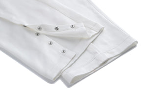 White Hand-Sewn Slit Trousers