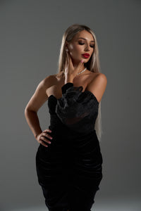 Asymmetric Velvet Dress