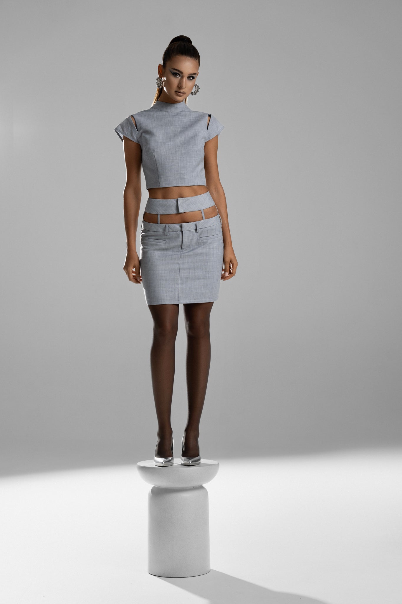Grey Structured Set with Mini Skirt – Limited Capsule