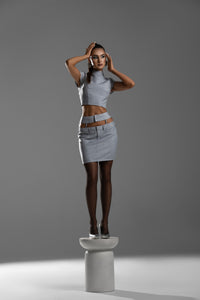 Grey Structured Set with Mini Skirt – Limited Capsule