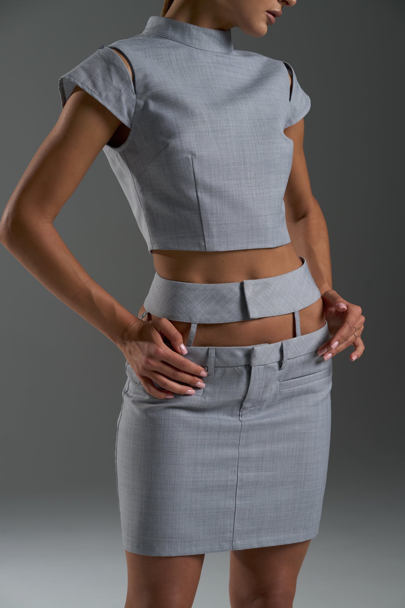 Grey Structured Set with Mini Skirt – Limited Capsule