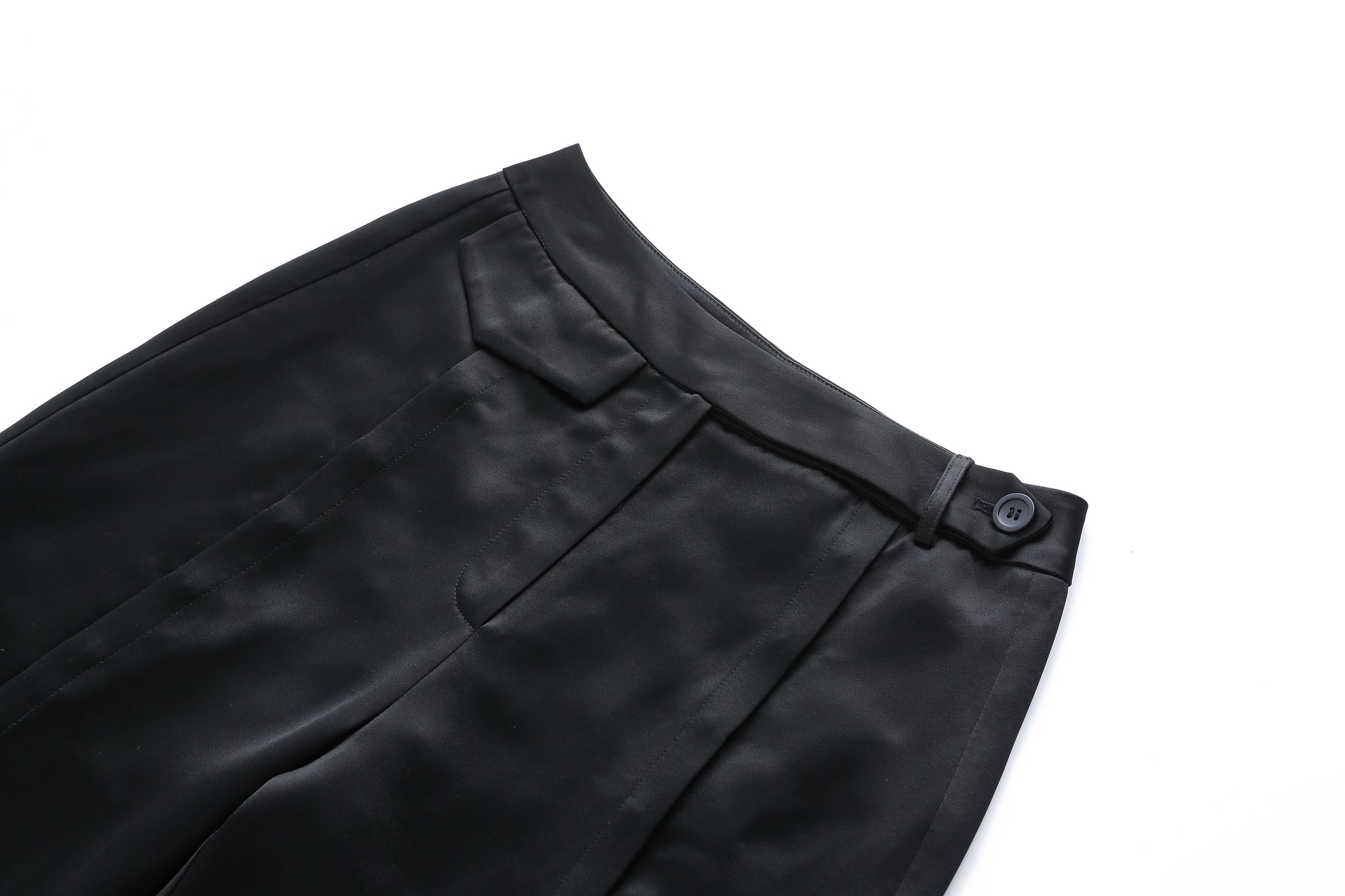 Black Hand-Sewn Slit Trousers