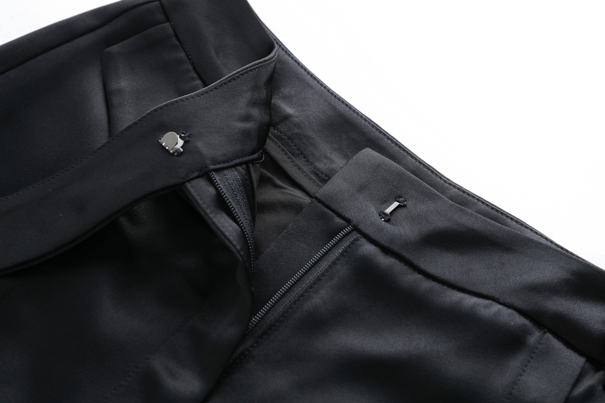 Black Hand-Sewn Slit Trousers