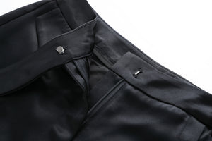 Black Hand-Sewn Slit Trousers
