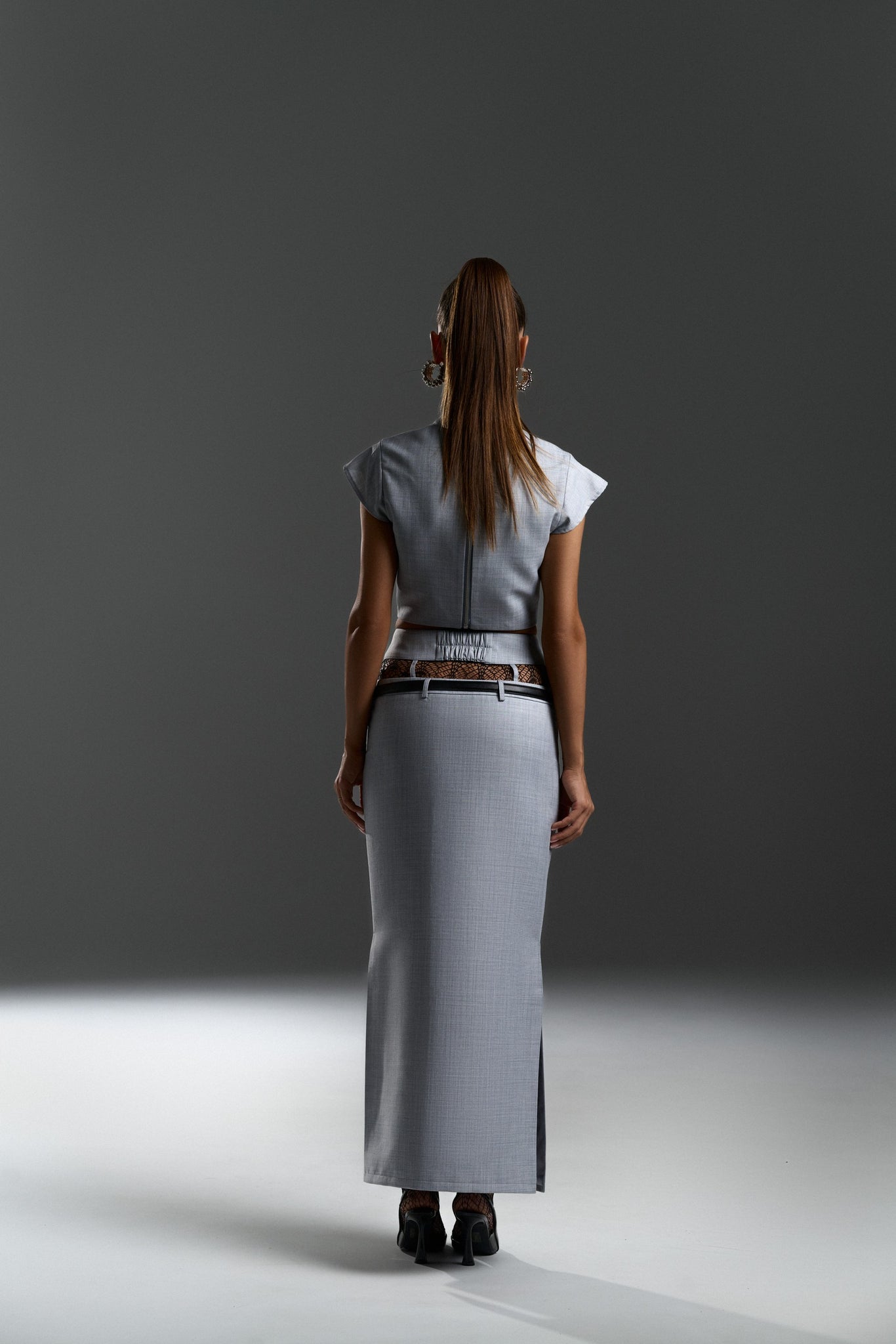 Grey Structured Maxi Skirt Set – Limited Capsule