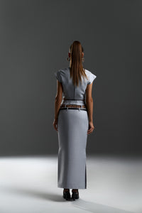 Grey Structured Maxi Skirt Set – Limited Capsule