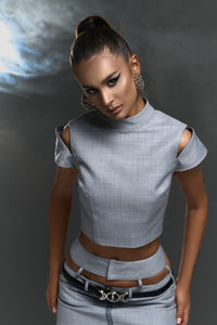 Grey Structured Maxi Skirt Set – Limited Capsule